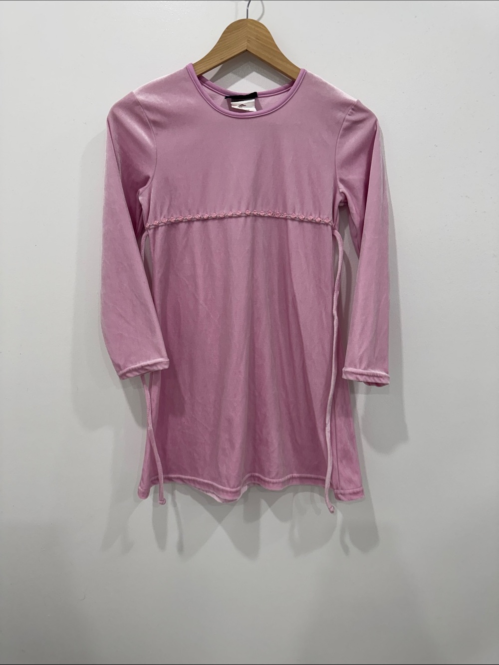 Truly Kids Velvet Dress Girls Large Pink Excellent Rosette Trim Long‎ Sleeve